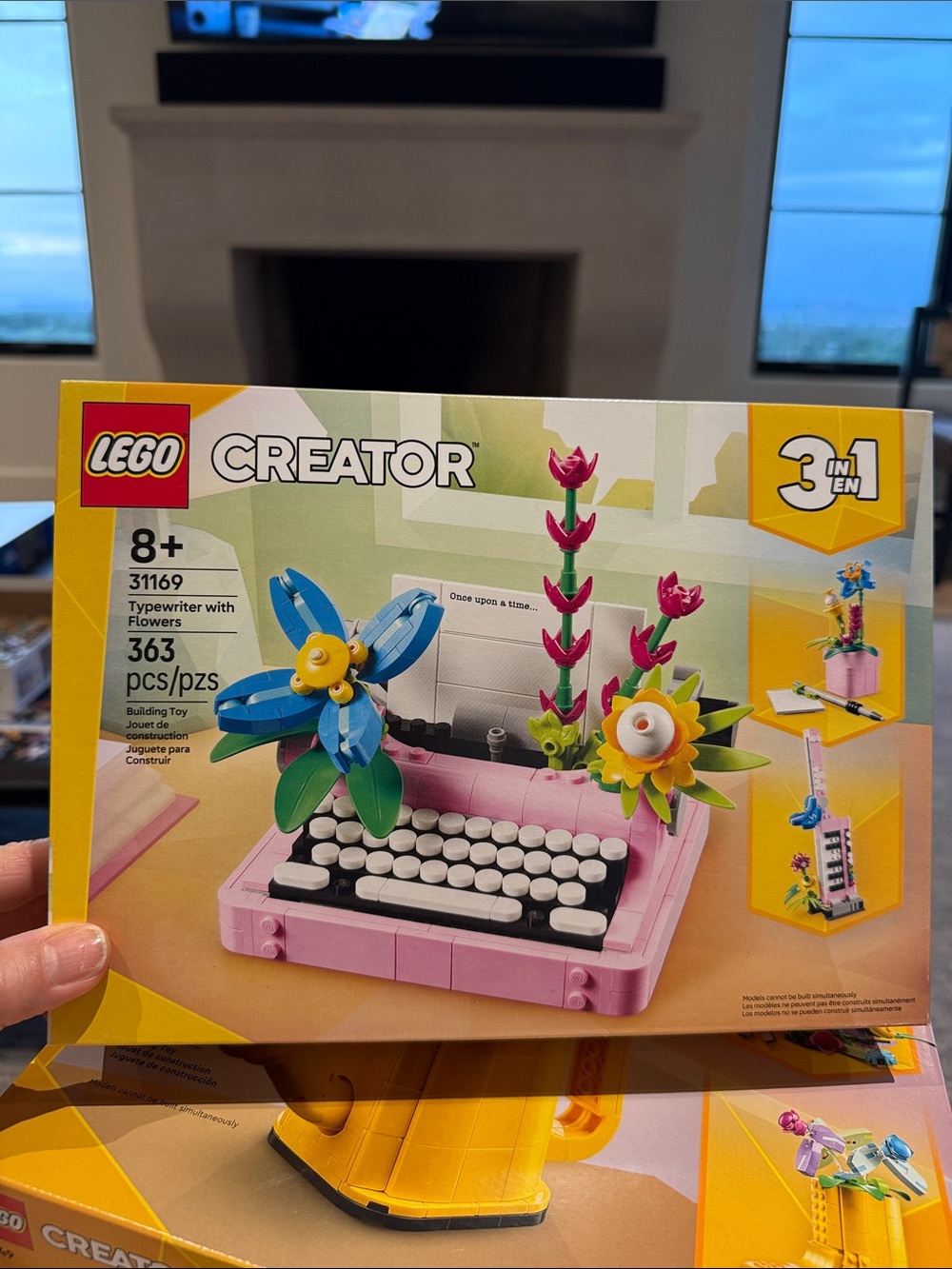Lego Creator Pink Typewriter Build with Blue, Green, Yellow and White Accents
